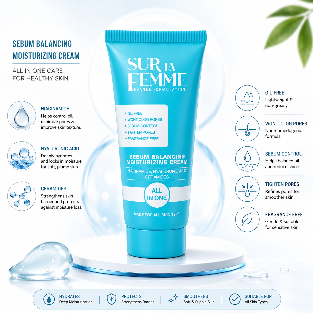 Sur La Femme Sebum Balancing Moisturizing Cream – All In One
